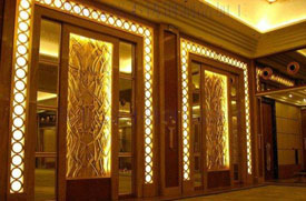 博海香檳金彩色不銹鋼鏡面板在KTV娛樂會所室內裝飾中應用